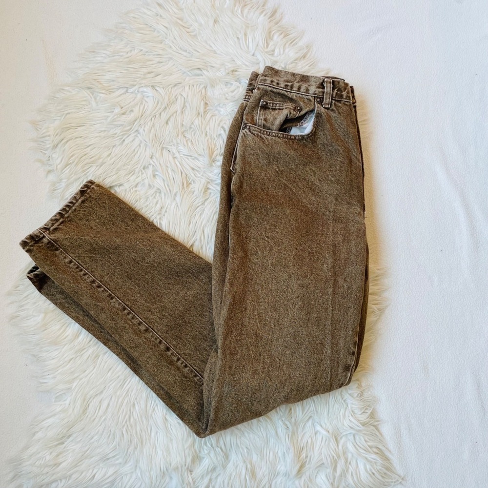Vintage Lou Jeans Mens 31/34 80s High Waisted Relaxed Fit Denim Brown‎ USA Made